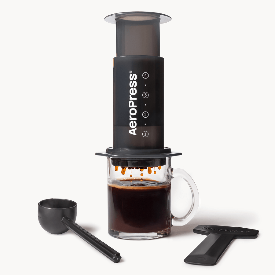 AeroPress brewing coffee
