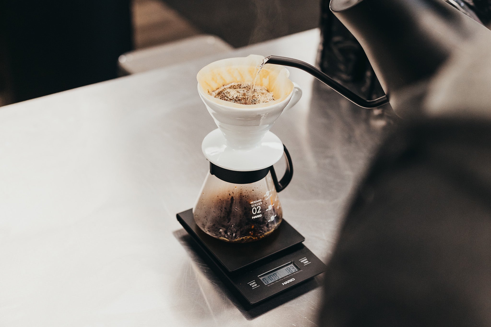 Pour-over coffee brewing process