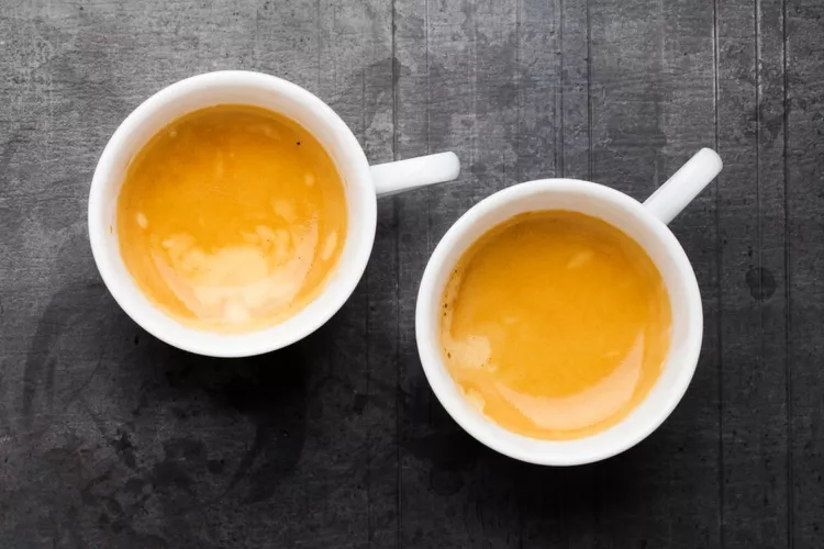 Two espresso shots from above