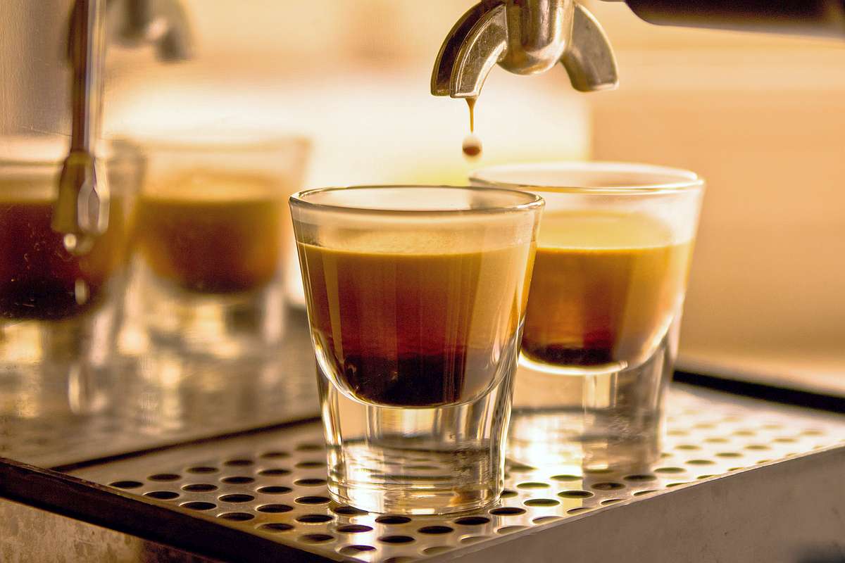 Professional espresso shots with crema